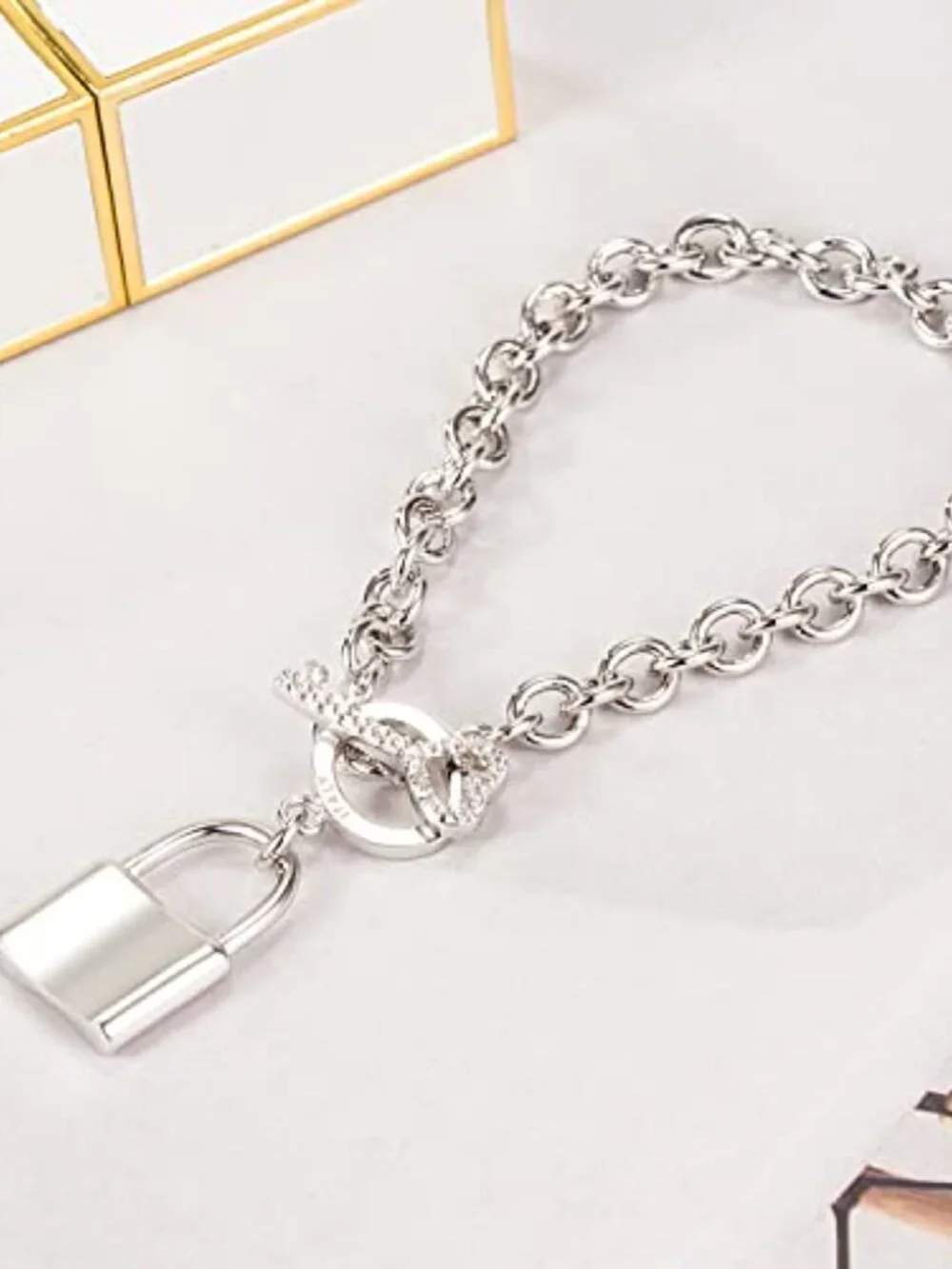 BRAND NEW Charm Women 925 Sterling Silver Key Lock Pendant Bracelet